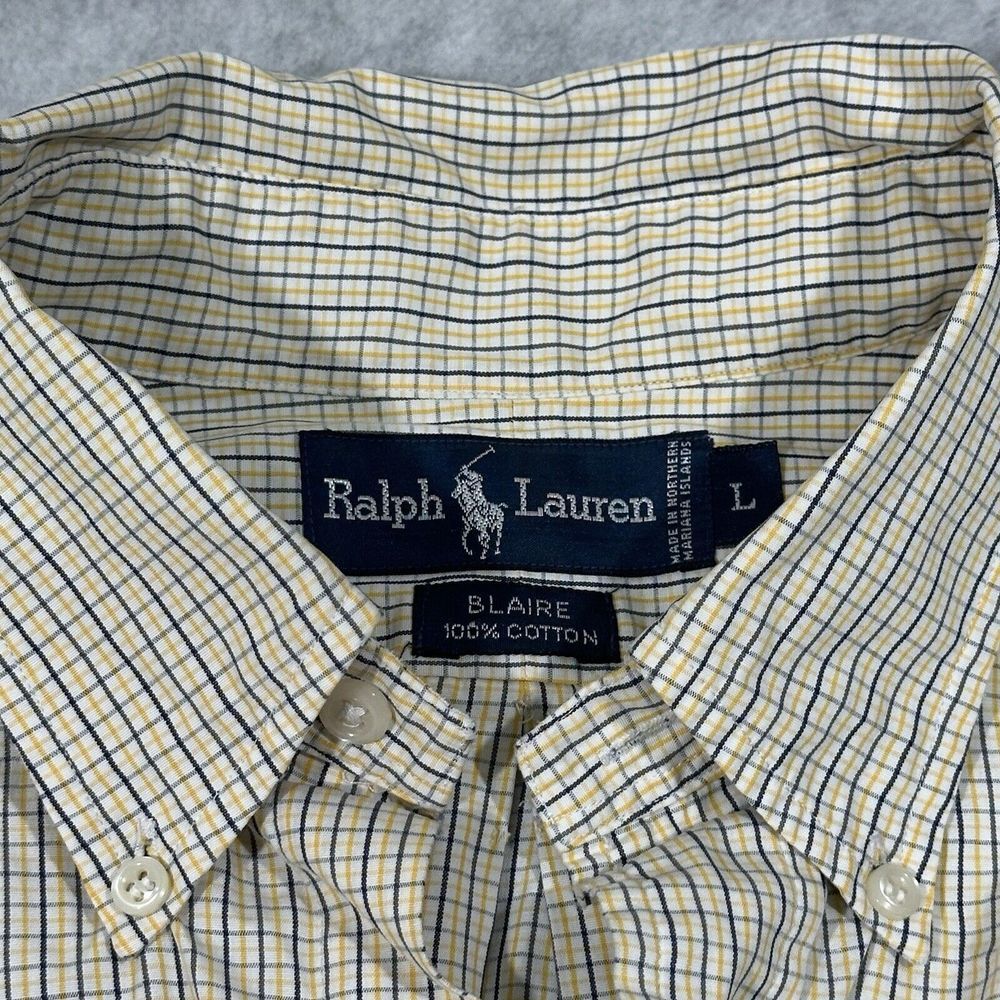 RALPH LAUREN  Yellow Checkered BUTTON SHIRT Size‎ Large Blaire - Picture 3 of 8